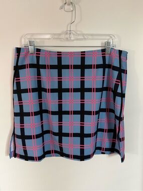 GS18 Golftini Size XL Hopscotch Blue and Pink Plaid Golf/Tennis Skirt